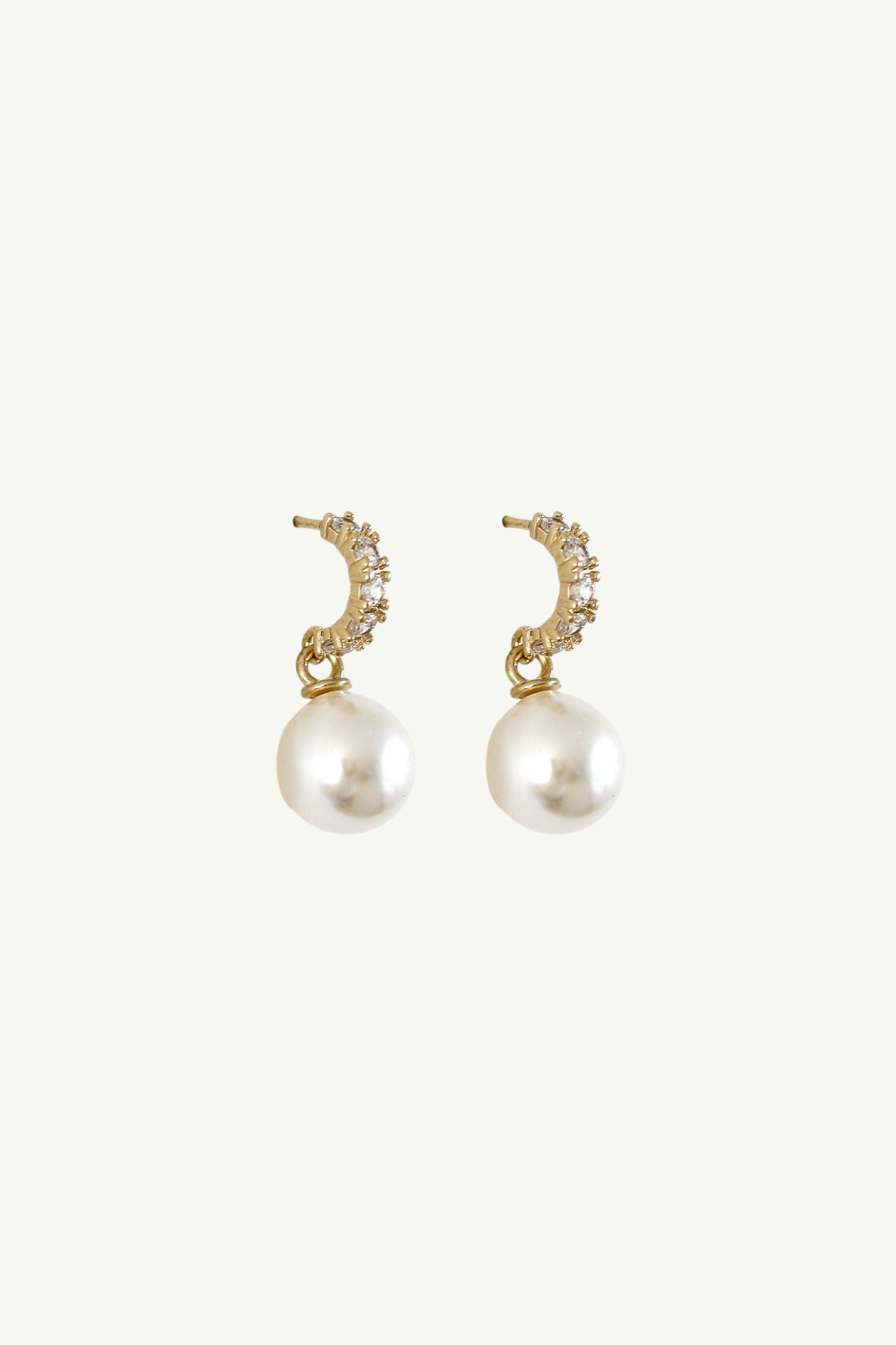 Crystal Huggie Pearl Drop Earrings