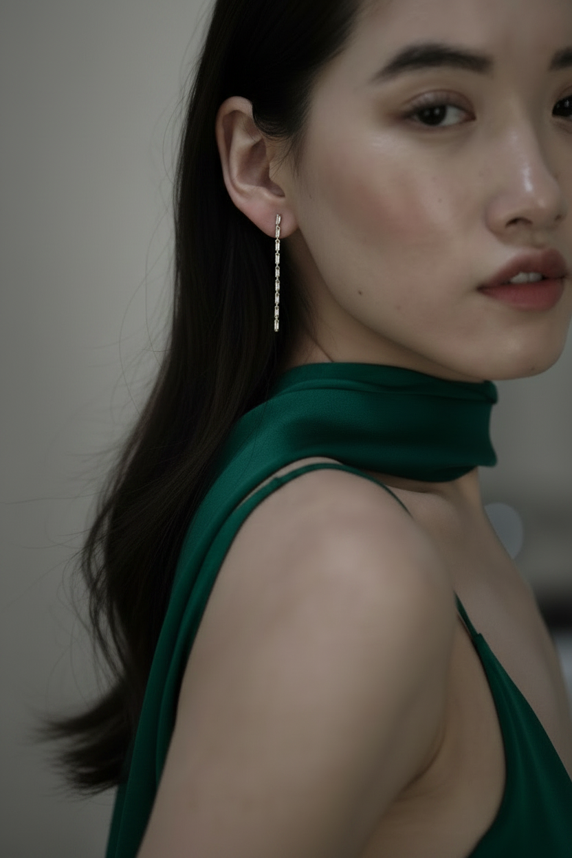 Baguette Tassel Drop Earrings