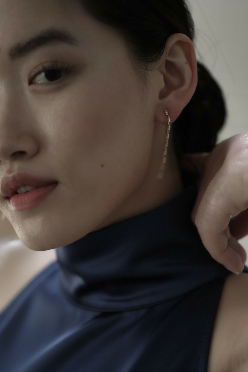 Baguette Tassel Drop Earrings