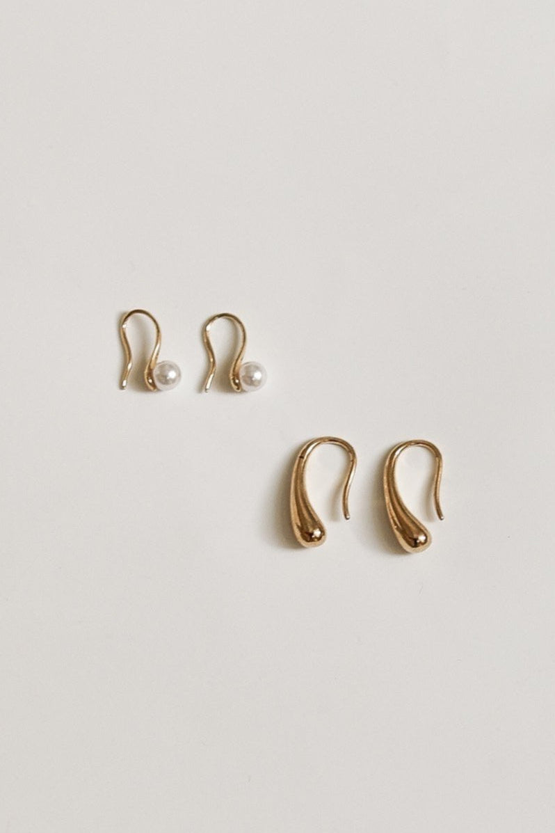 Pearl Drop & Gold Hoop Set
