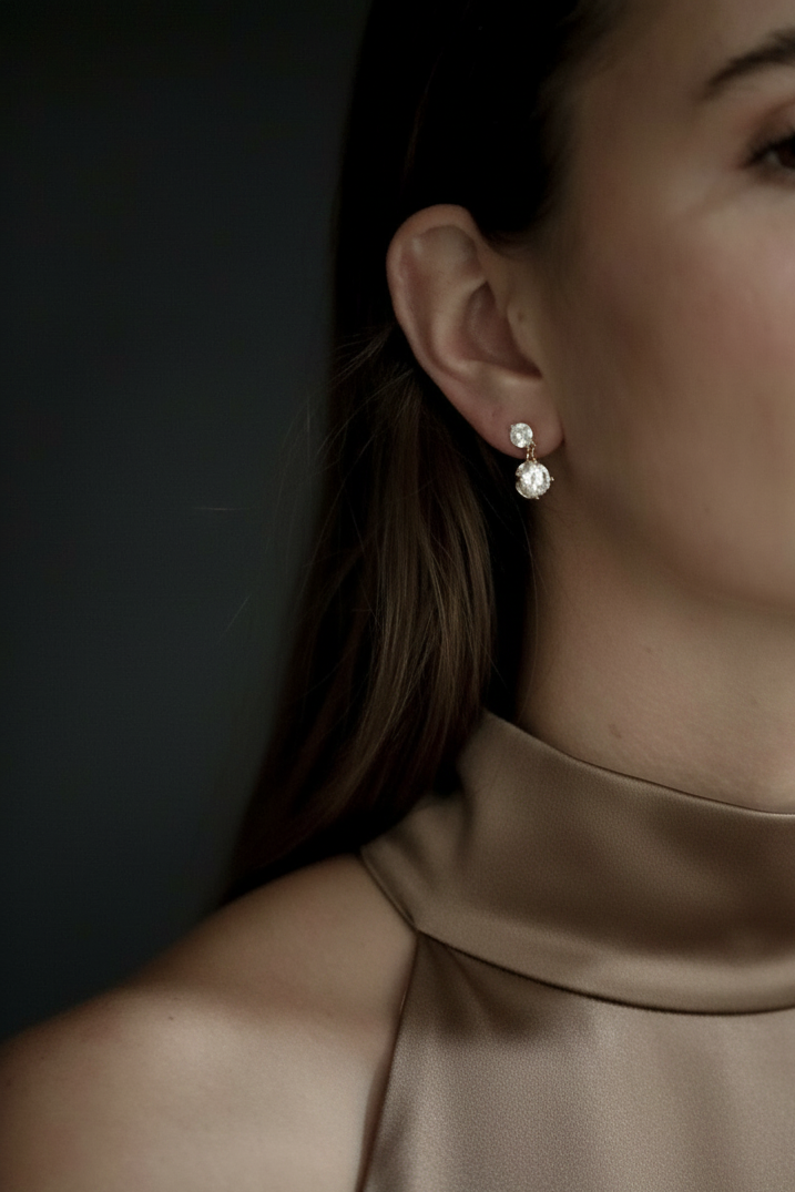 Mini Crystal Double Drop Earrings
