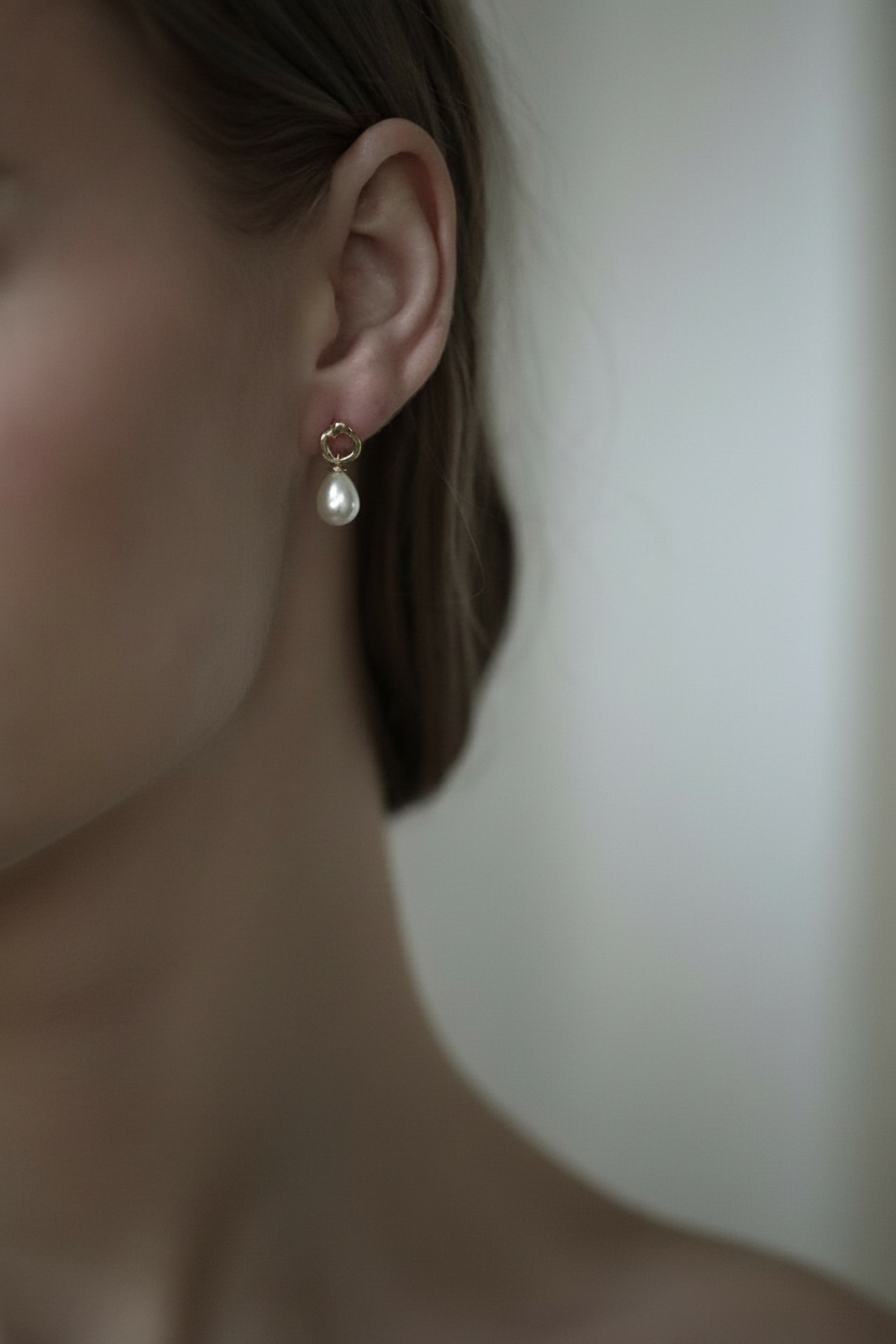 Gilded Mini Pearl Drop Earrings