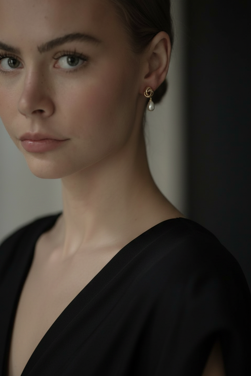 Knot Mini Pearl Drop Earrings