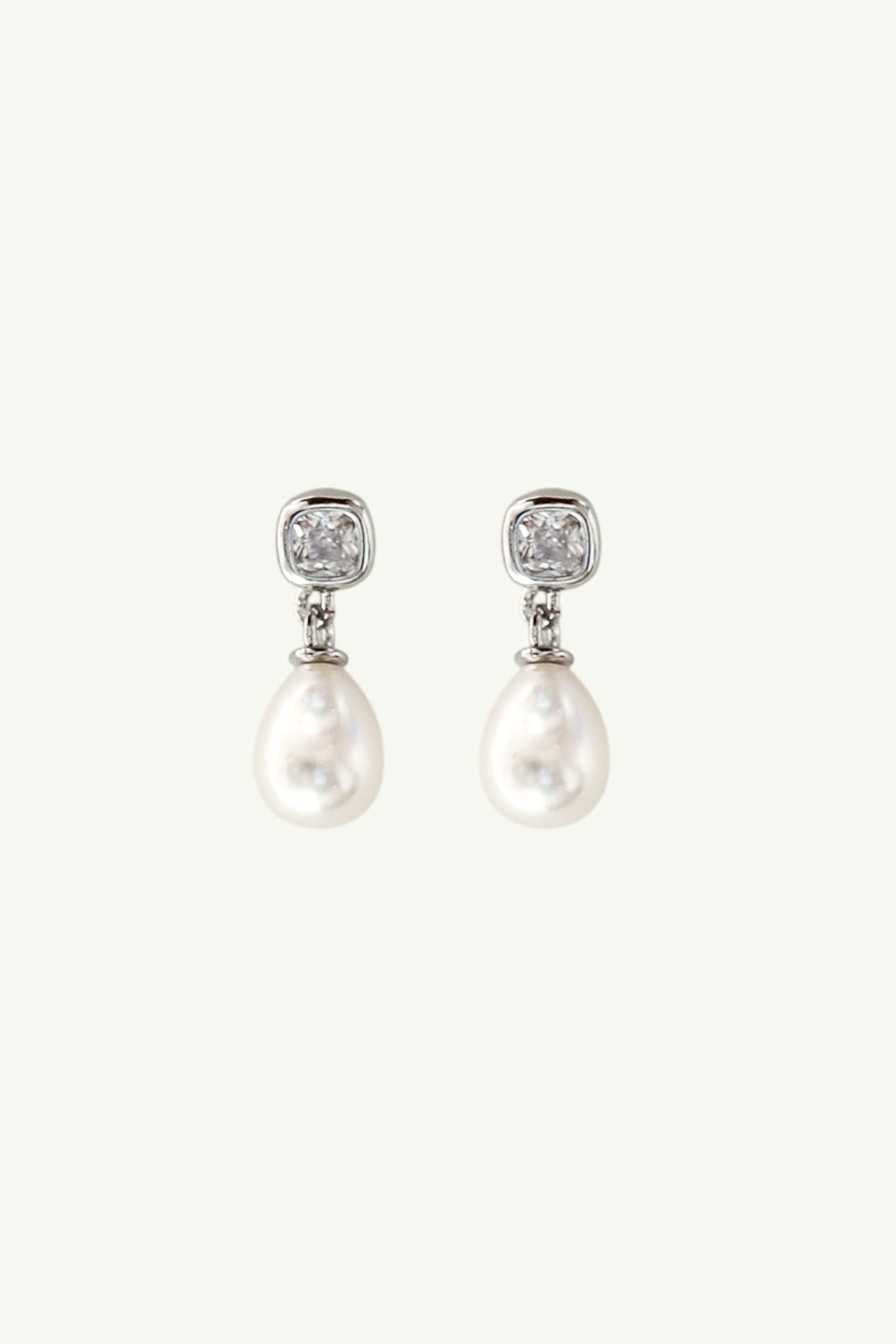 Mini Bezel Pearl Drop Earrings