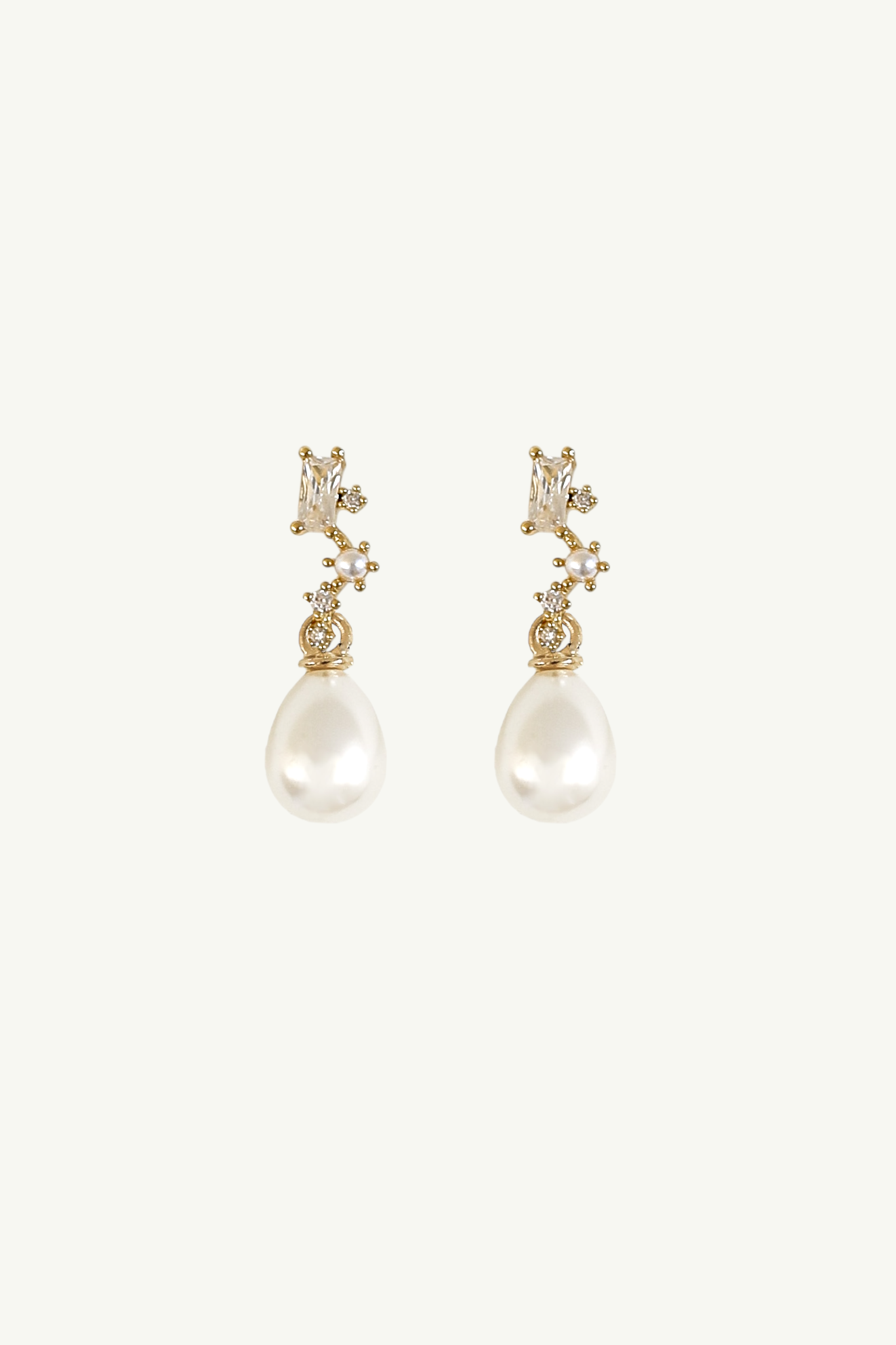 Mini Stacked Crystal Pearl Drop Earrings