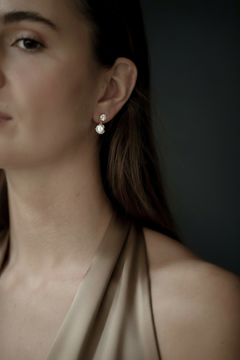 Mini Crystal Double Drop Earrings