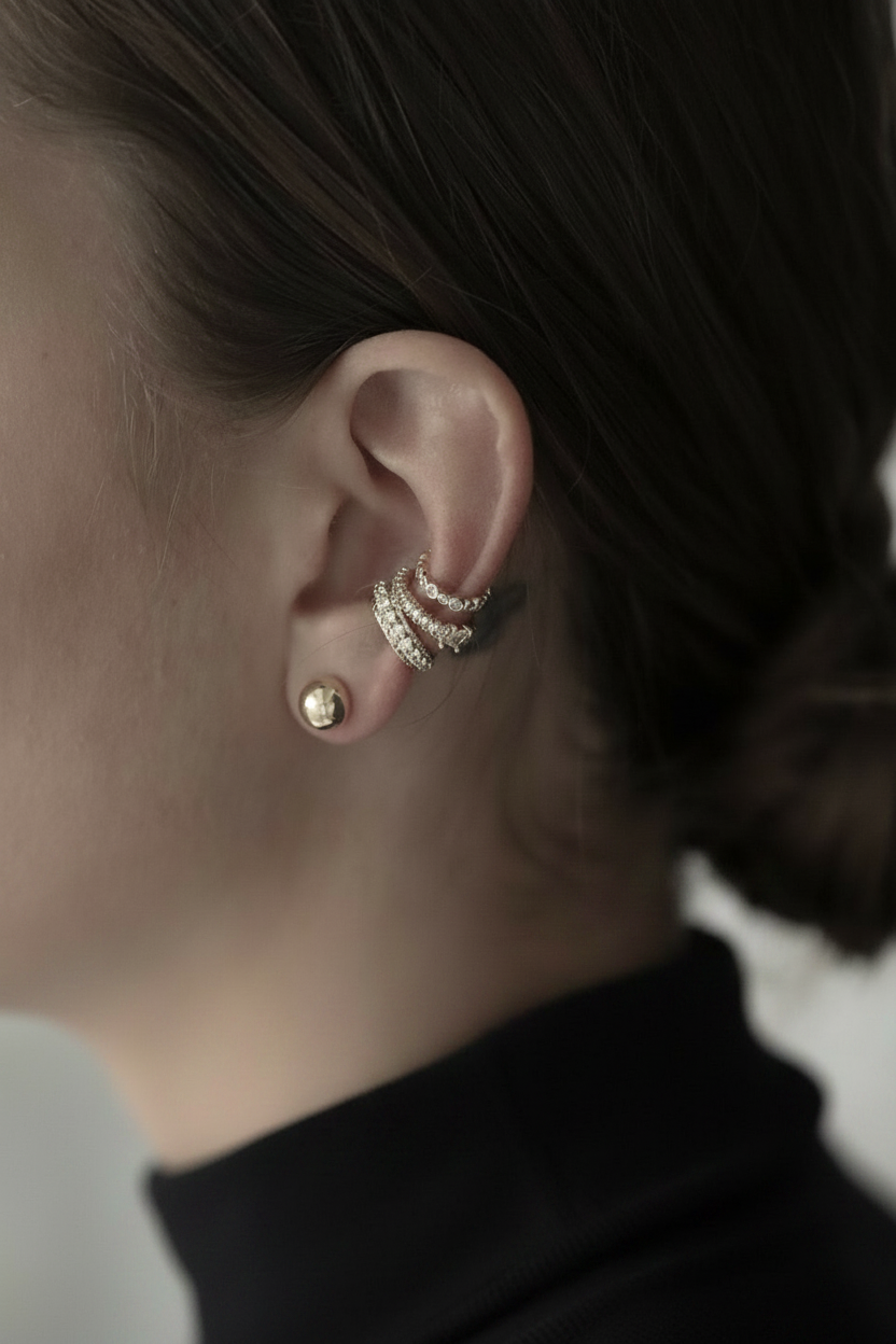 Crystal Ear Cuff Trio Set