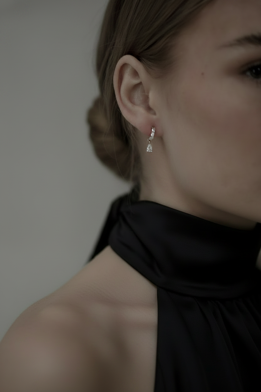 Crystal Huggie Drop Earrings