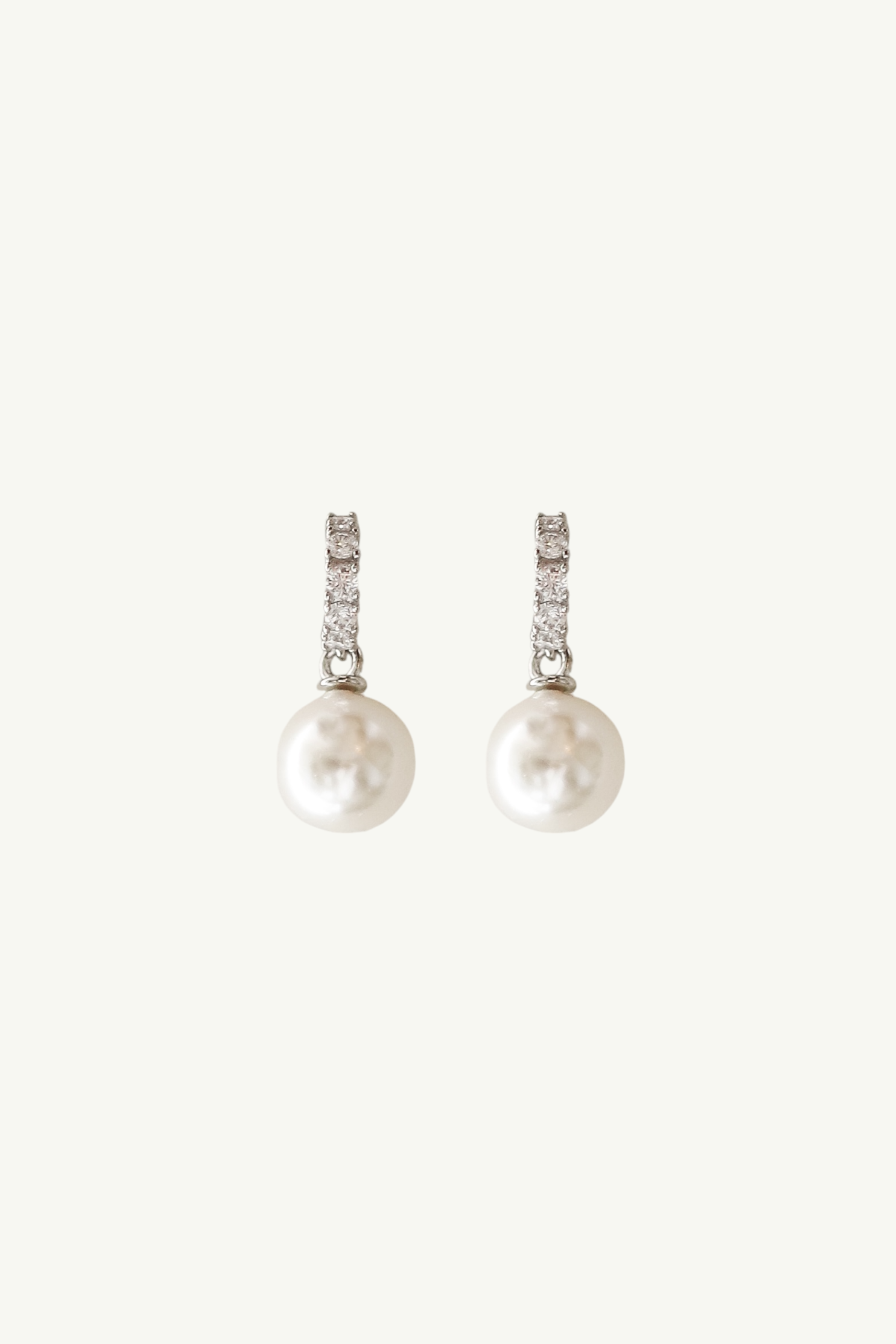 Crystal Huggie Pearl Drop Earrings