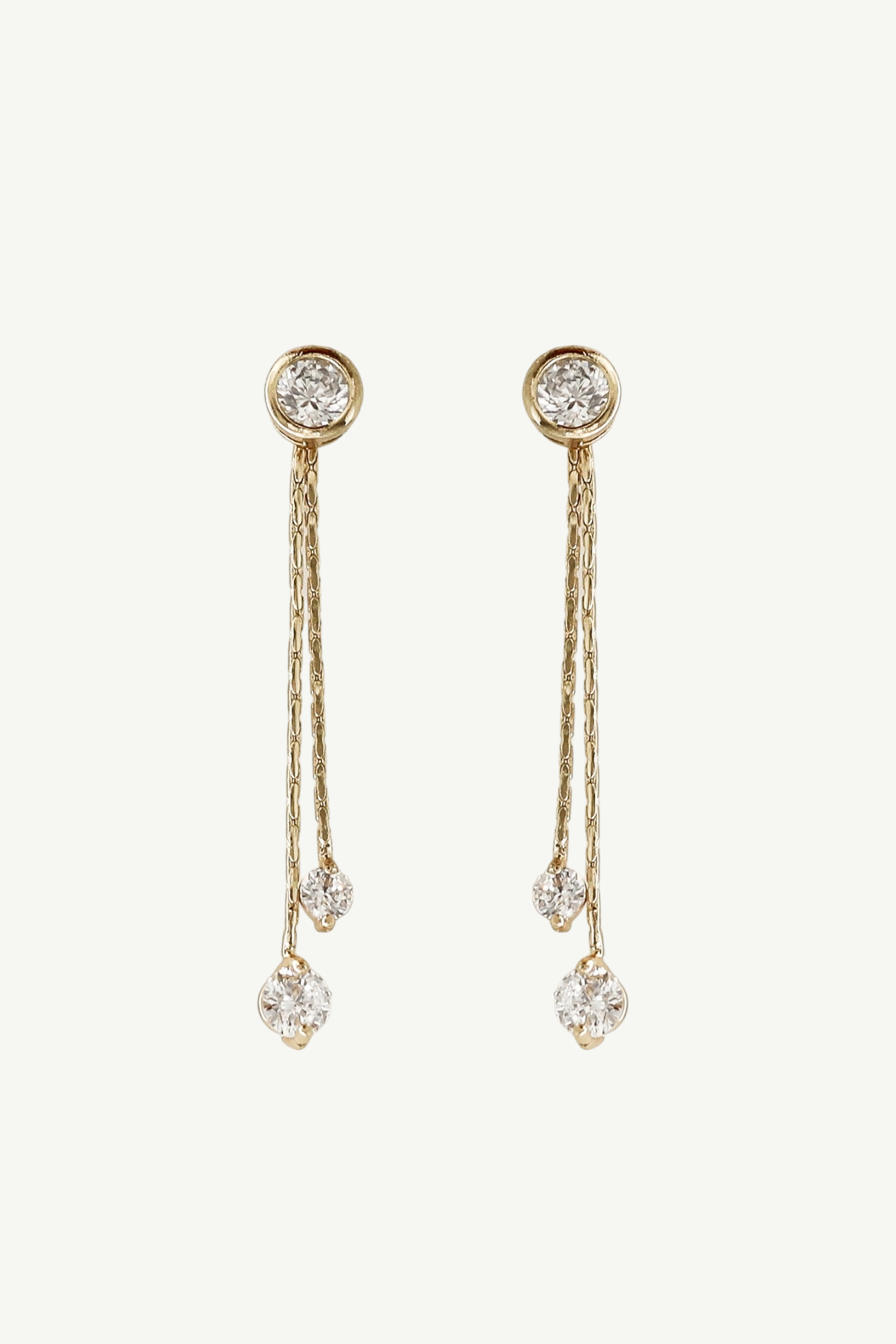 Bezel Convertible Double Strand Earrings