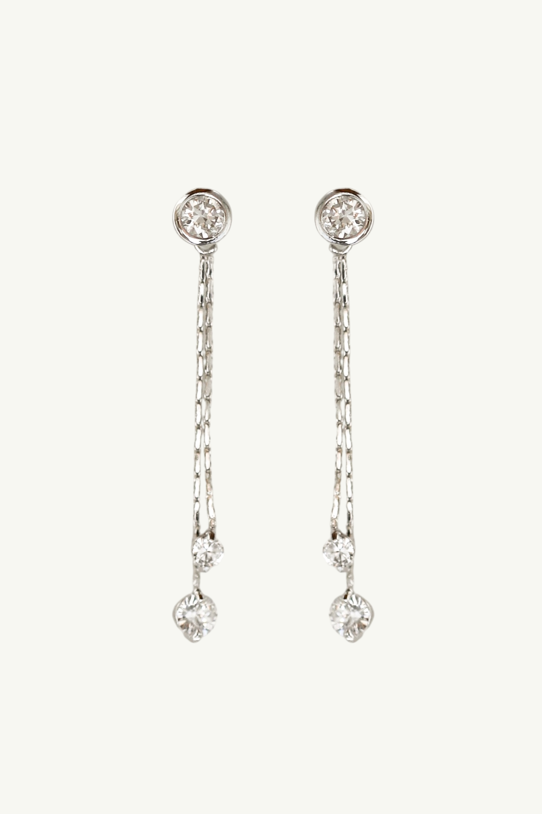 Bezel Convertible Double Strand Earrings