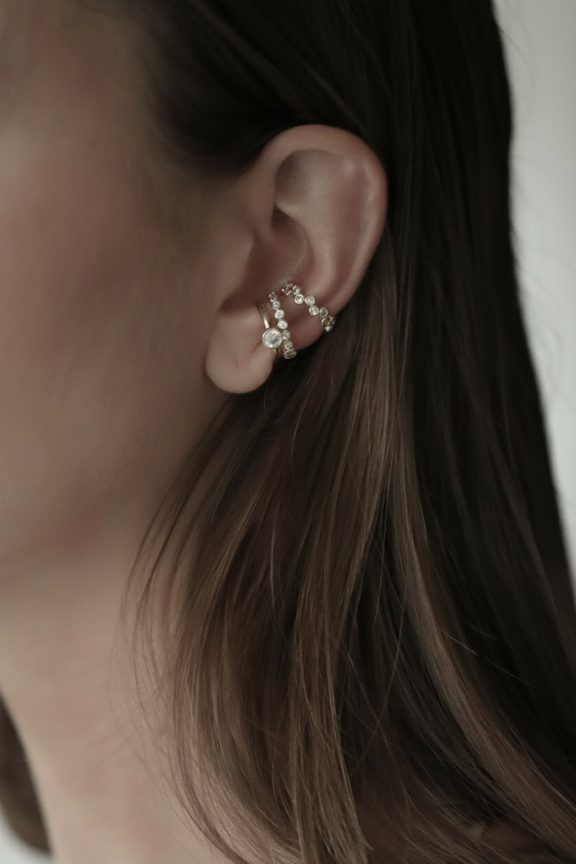 Bezel Ear Cuff Trio Set