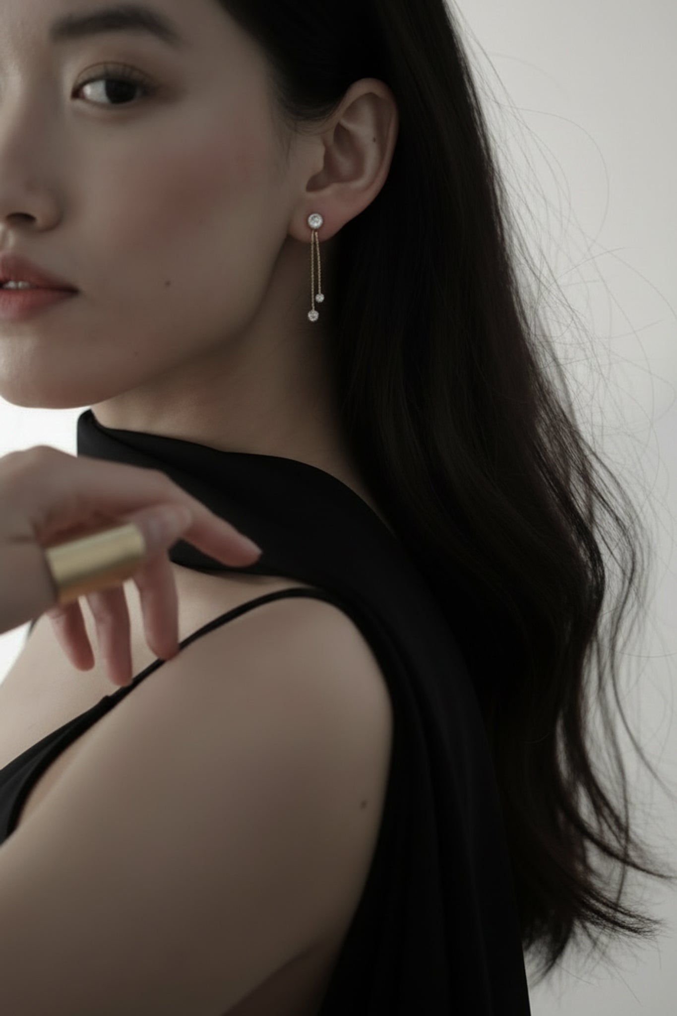 Bezel Convertible Double Strand Earrings