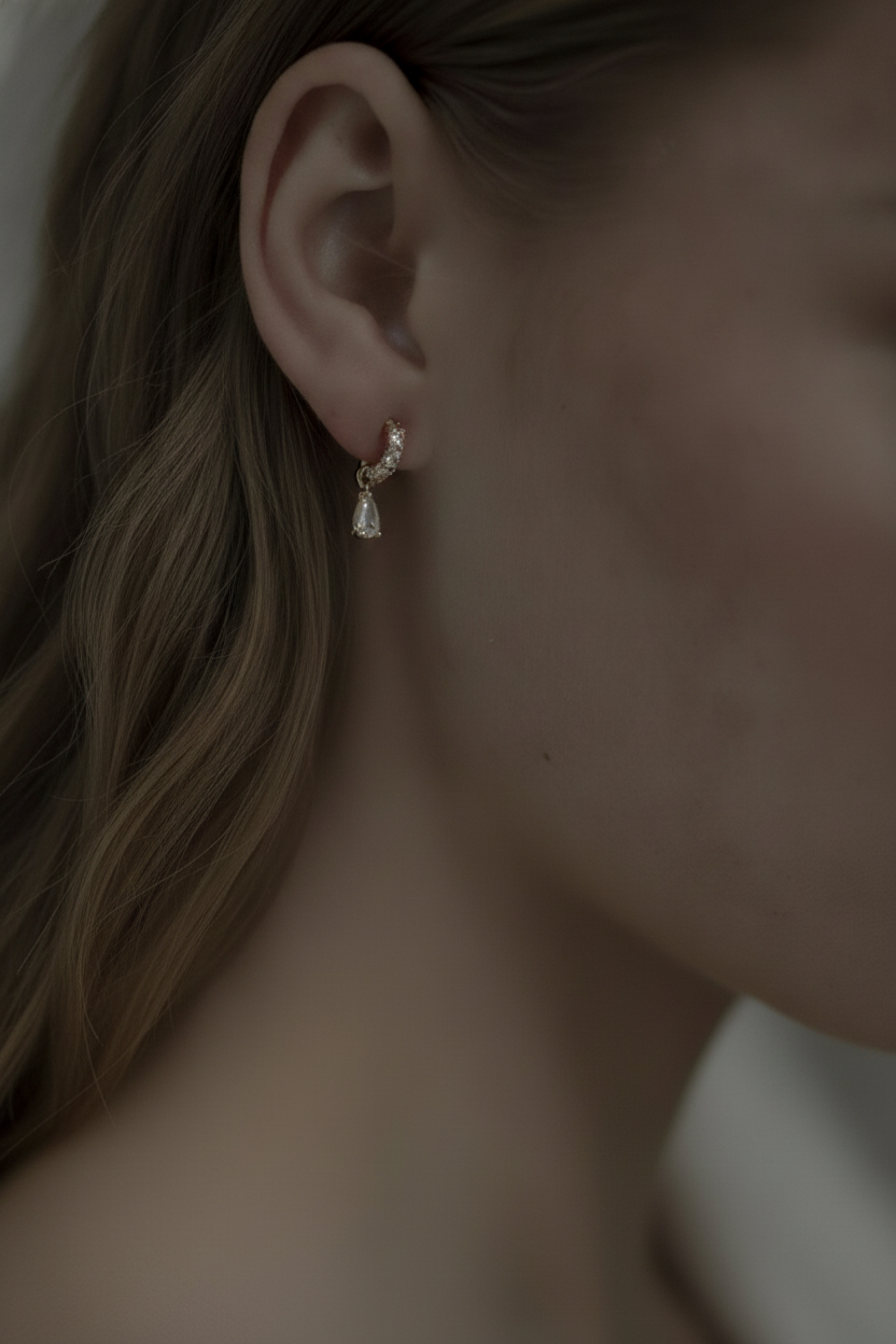 Crystal Huggie Drop Earrings