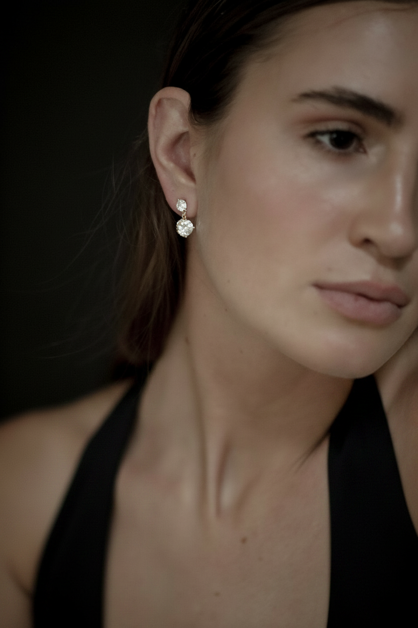 Mini Crystal Double Drop Earrings