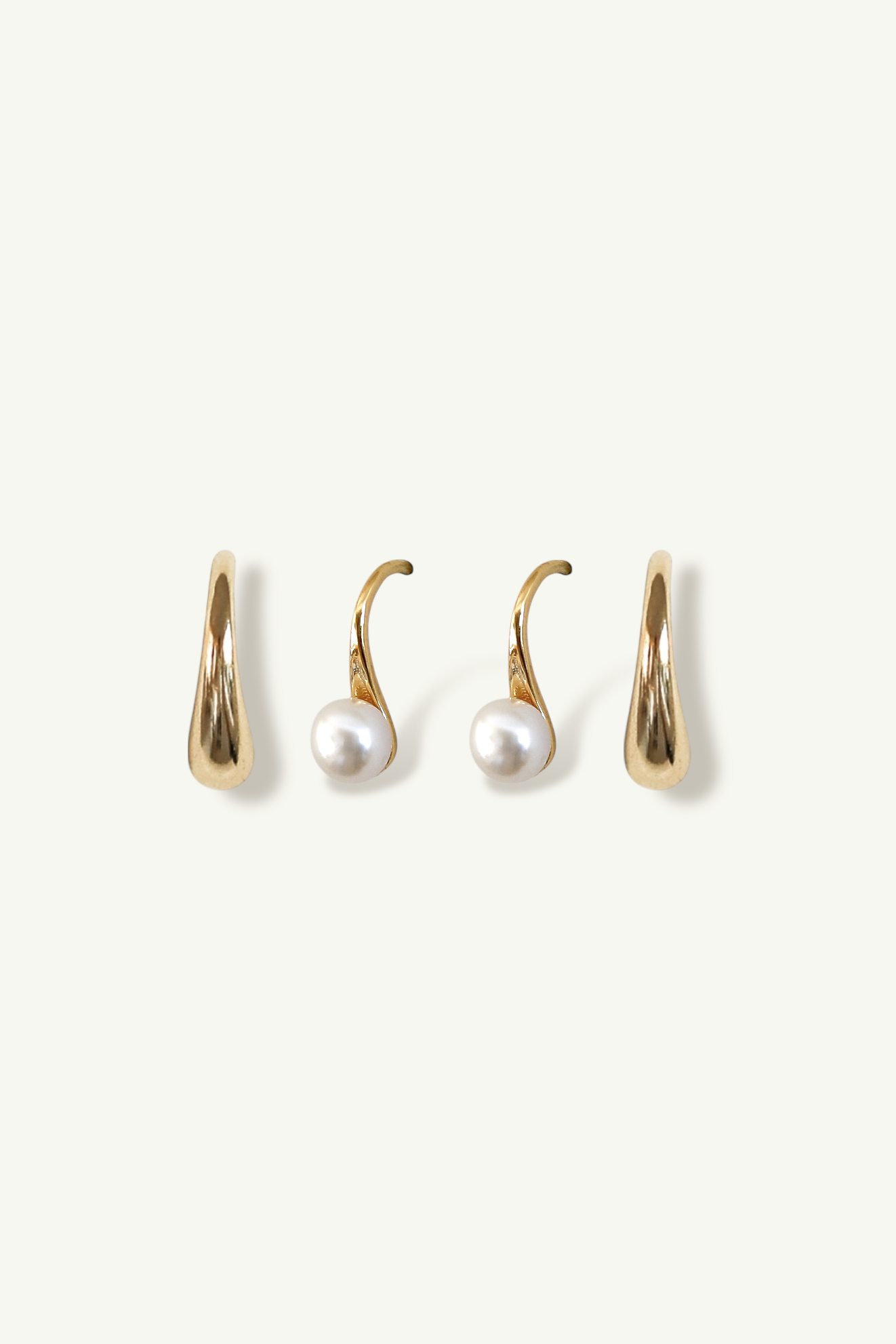 Pearl Drop & Gold Hoop Set