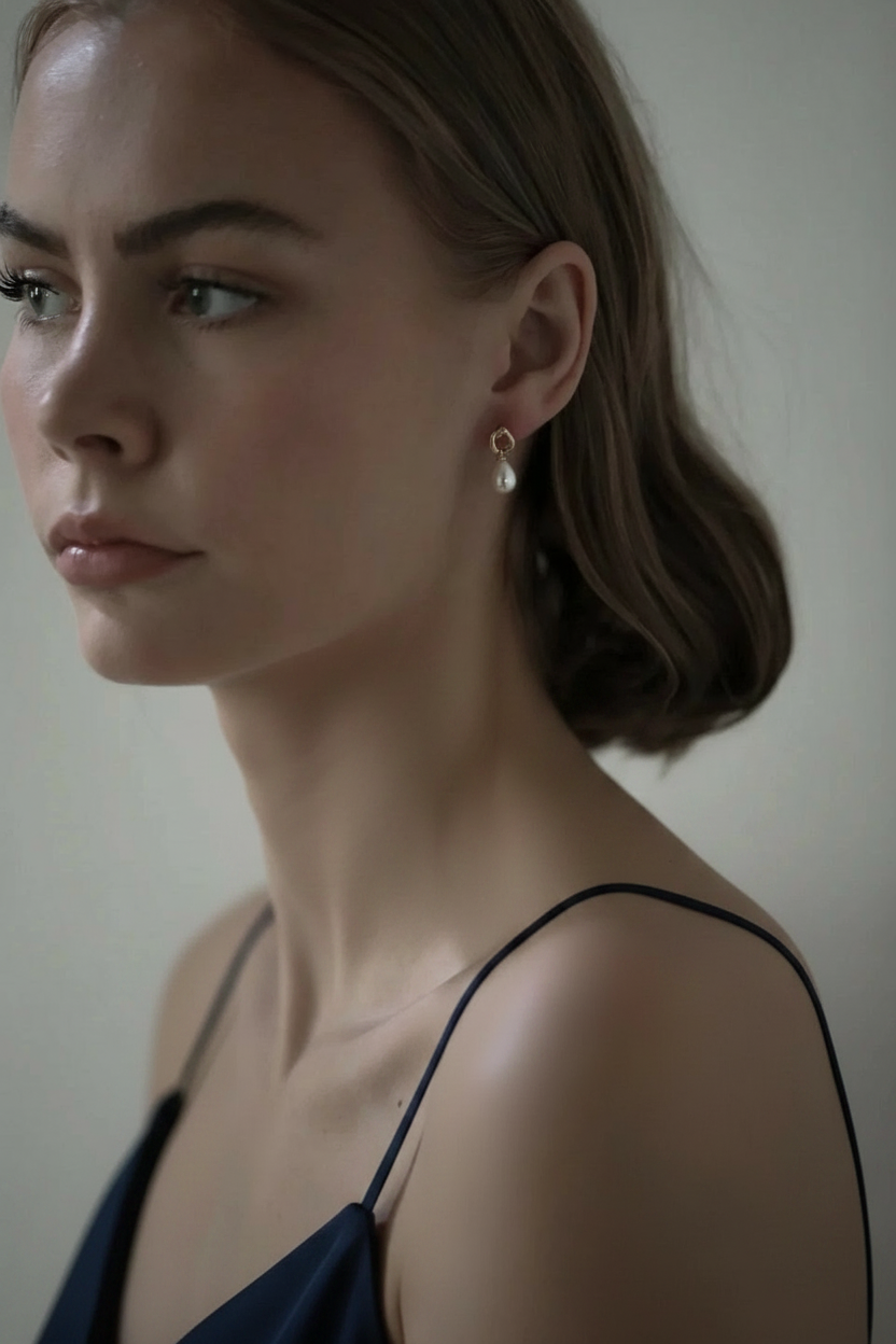 Gilded Mini Pearl Drop Earrings
