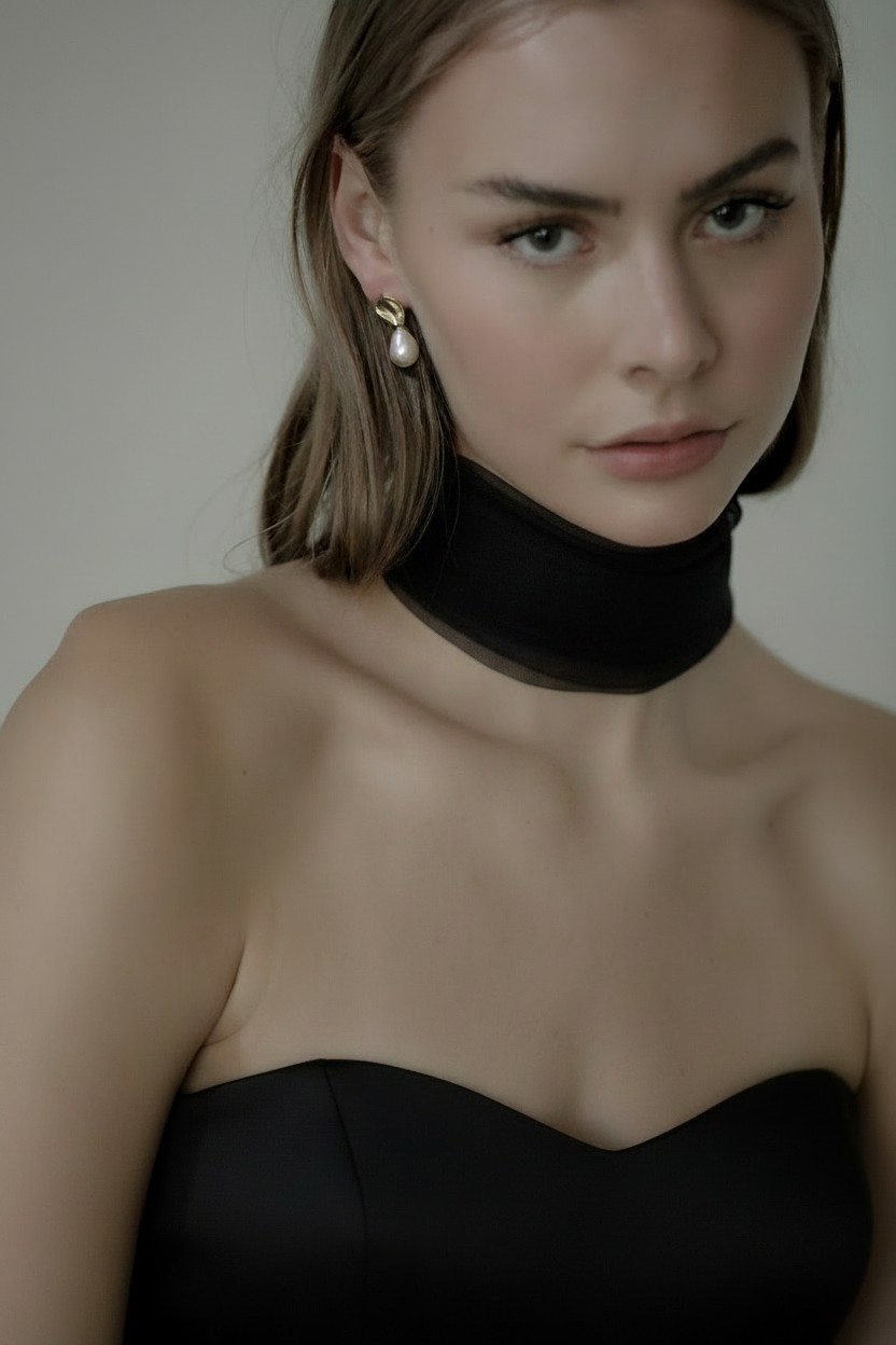 Sculptural Mini Pearl Drop Earrings