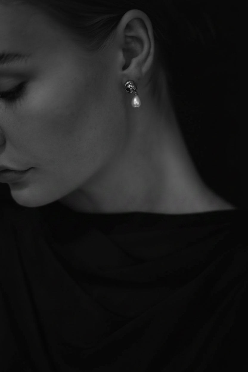 Knot Mini Pearl Drop Earrings