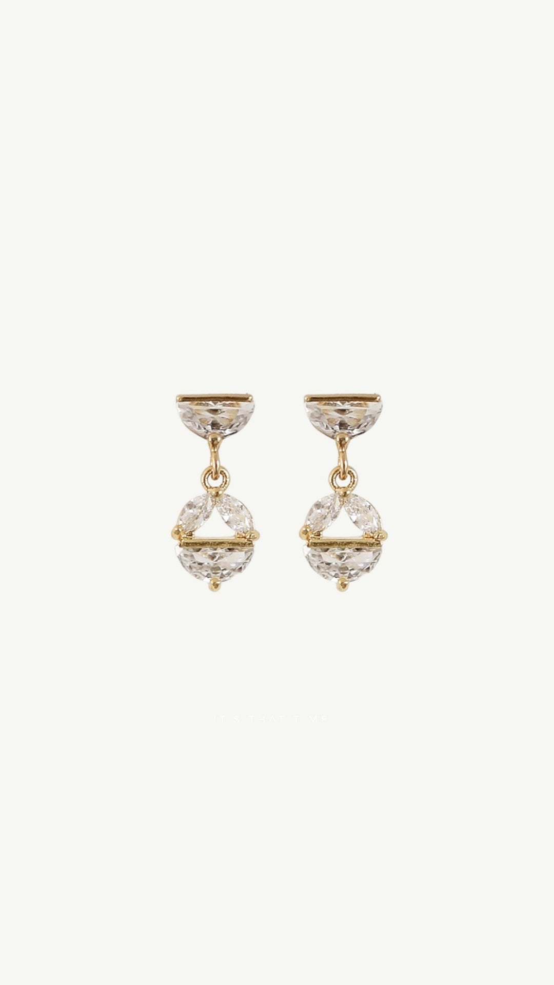 Flat image of micro glass CZ crystal bridal earrings on white background 