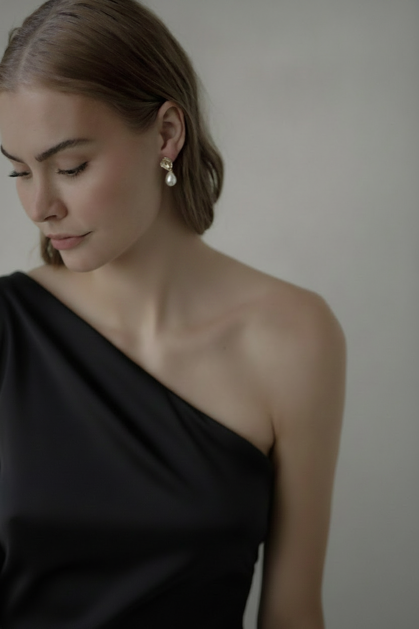 Sculptural Mini Pearl Drop Earrings